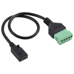 미니 5핀 암컷 to 5핀 플러그형 단자 무납땜 USB 커넥터 무납땜 연결 어댑터 케이블, 길이: 30cm, 미니 5핀 암컷