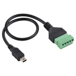 미니 5핀 수컷 to 5핀 플러그형 단자 무납땜 USB 커넥터 무납땜 연결 어댑터 케이블, 길이: 30cm, 미니 5핀 수컷