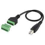 USB 타입-B 수컷 플러그 to 5핀 플러그형 단자 무납땜 USB 커넥터 무납땜 연결 어댑터 케이블, 길이: 30cm, USB 타입-B 수컷