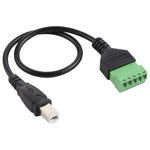 USB 타입-B 수컷 플러그 to 5핀 플러그형 단자 무납땜 USB 커넥터 무납땜 연결 어댑터 케이블, 길이: 30cm, USB 타입-B 수컷