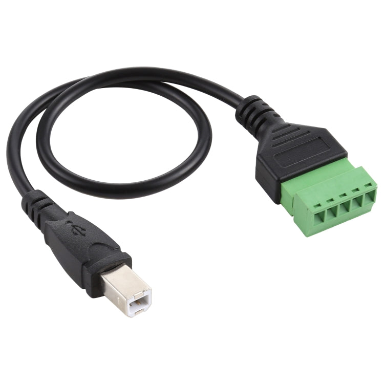 USB 타입-B 수컷 플러그 to 5핀 플러그형 단자 무납땜 USB 커넥터 무납땜 연결 어댑터 케이블, 길이: 30cm, USB 타입-B 수컷