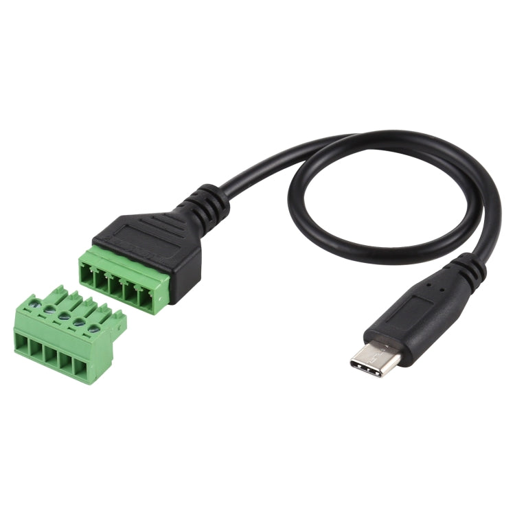 USB-C / 타입-C 수컷 to 5핀 플러그형 단자 무납땜 USB 커넥터 무납땜 연결 어댑터 케이블, 길이: 30cm, 타입-C 수컷