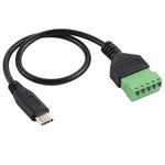 USB-C / 타입-C 수컷 to 5핀 플러그형 단자 무납땜 USB 커넥터 무납땜 연결 어댑터 케이블, 길이: 30cm, 타입-C 수컷