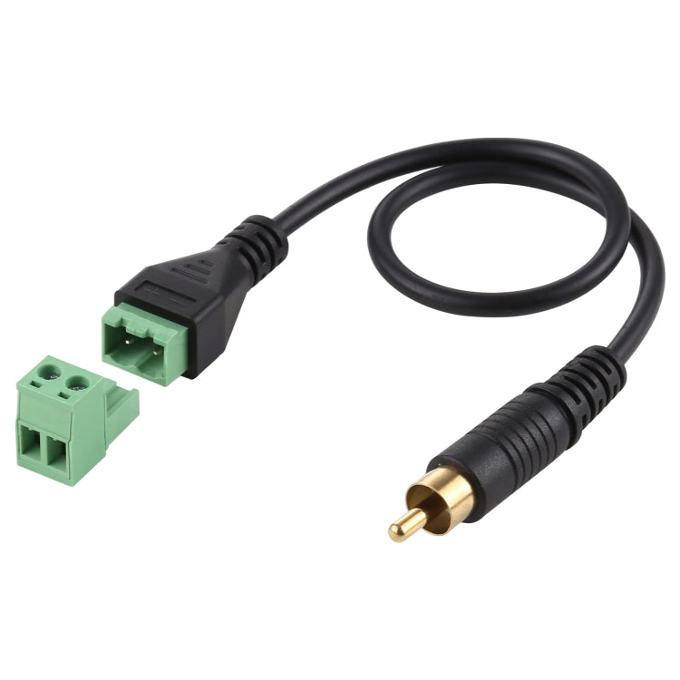 RCA 수컷 금도금 2핀 플러그형 단자 무납땜 USB 커넥터 무납땜 연결 어댑터 케이블, 길이: 30cm, RCA 수컷