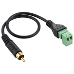 RCA 수컷 금도금 2핀 플러그형 단자 무납땜 USB 커넥터 무납땜 연결 어댑터 케이블, 길이: 30cm, RCA 수컷