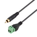 RCA 수컷 금도금 2핀 플러그형 단자 무납땜 USB 커넥터 무납땜 연결 어댑터 케이블, 길이: 30cm, RCA 수컷