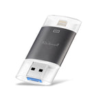 Richwell 3 in 1 128G Type-C + 8핀 + USB 3.0 금속 이중 커버 푸시풀 플래시 디스크, OTG 기능 포함