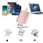 Richwell 3 in 1 128G Type-C + 8핀 + USB 3.0 금속 이중 커버 푸시풀 플래시 디스크, OTG 기능 포함