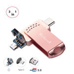 Richwell 3 in 1 16G 타입-C + 마이크로 USB + USB 3.0 메탈 플래시 디스크 OTG 기능 포함
