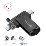 Richwell 3 in 1 32G Type-C + 마이크로 USB + USB 3.0 메탈 플래시 디스크 OTG 기능 포함