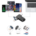 Richwell 16G 타입-C + 8핀 + USB 3.0 메탈 푸시풀 플래시 디스크 OTG 기능 포함