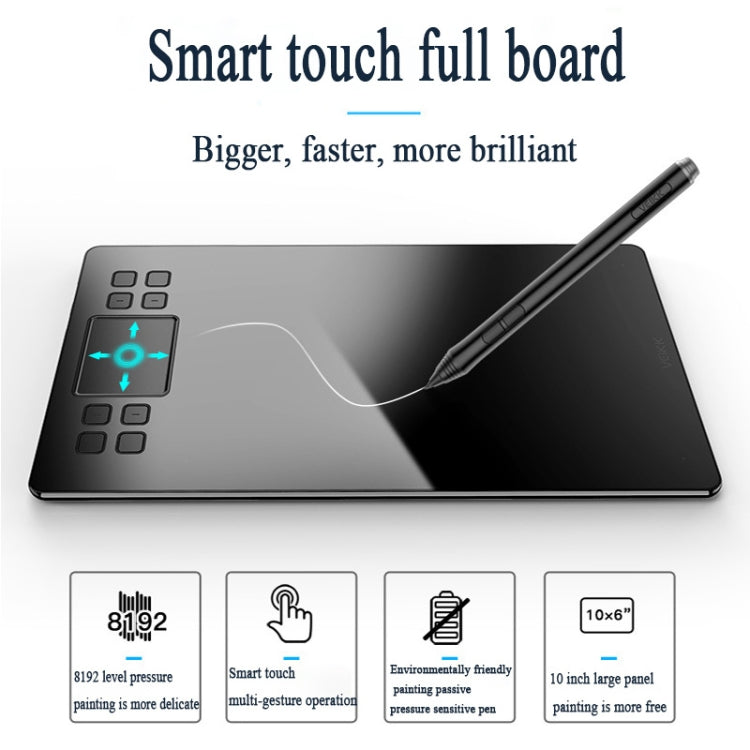 VEIKK A50 10x6인치 5080 LPI 스마트 터치 전자 그래픽 태블릿, Type-c 인터페이스 포함, A50