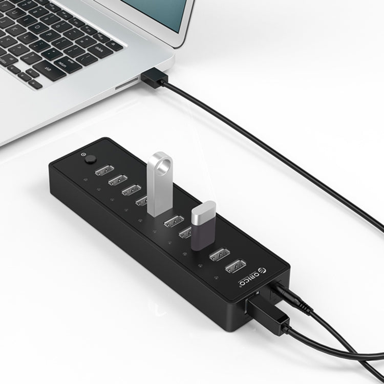 ORICO P10-U2 10포트 USB 2.0 허브 LED 전원 표시등 및 1m USB 케이블 포함(블랙)