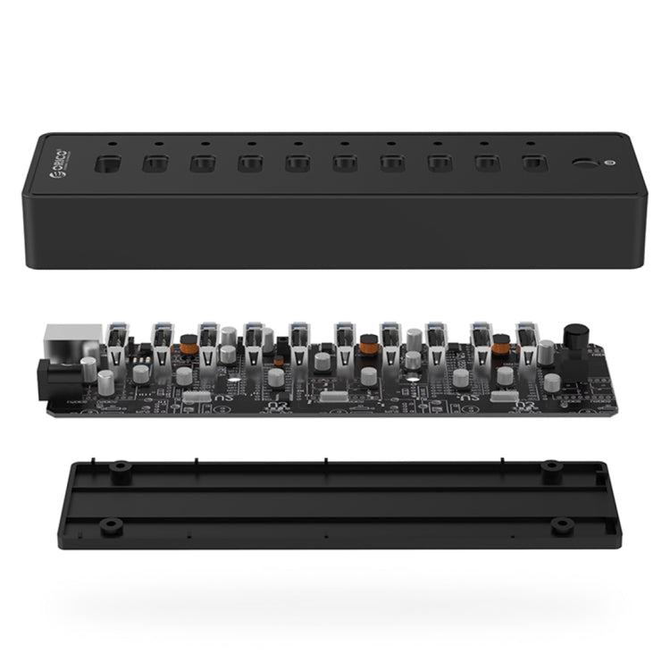 ORICO P10-U2 10포트 USB 2.0 허브 LED 전원 표시등 및 1m USB 케이블 포함(블랙)