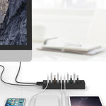 ORICO P10-U2 10포트 USB 2.0 허브 LED 전원 표시등 및 1m USB 케이블 포함(블랙)