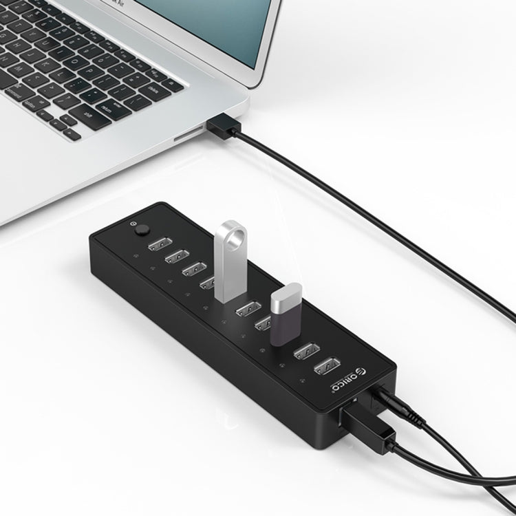 ORICO P10-U2 10포트 USB 2.0 허브 LED 전원 표시등 및 1m USB 케이블 포함(블랙)