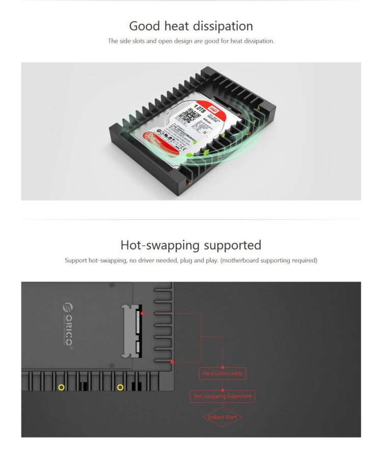 ORICO 1125SS SATA 3.0 고속 전송 2.5인치에서 3.5인치 하드 드라이브 캐디 / 변환기 인클로저