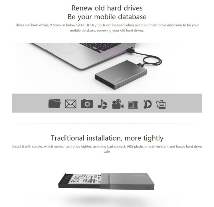 ORICO 2518S3 USB3.0 외장 하드 디스크 박스 저장 케이스 7mm & 9.5mm 2.5인치 SATA HDD / SSD용