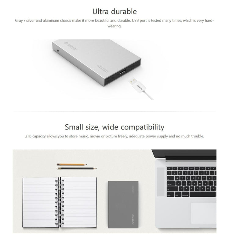 ORICO 2518S3 USB3.0 외장 하드 디스크 박스 저장 케이스 7mm & 9.5mm 2.5인치 SATA HDD / SSD용