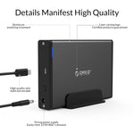ORICO 7688C3 8TB 3.5인치 USB-C / 타입-C 모바일 HDD 인클로저 분리형 베이스 포함, 케이블 길이: 1m