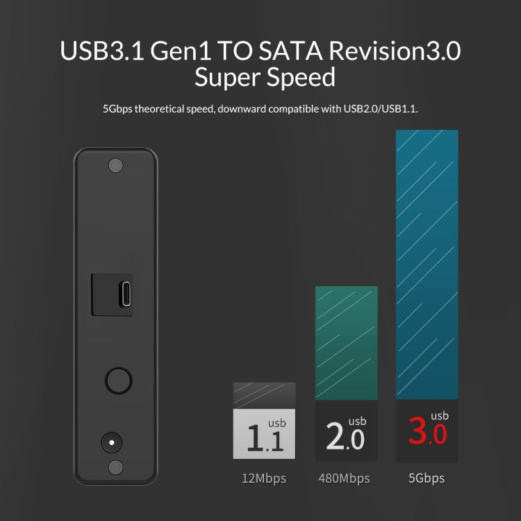 ORICO 7688C3 8TB 3.5인치 USB-C / 타입-C 모바일 HDD 인클로저 분리형 베이스 포함, 케이블 길이: 1m