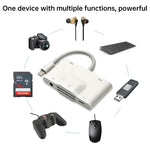 NK-1042 6 in 1 8핀 수컷 to 듀얼 USB + 듀얼 SD 카드 + 3.5mm 오디오 인터페이스 + 8핀 충전 인터페이스 암컷 포트 카메라 어댑터