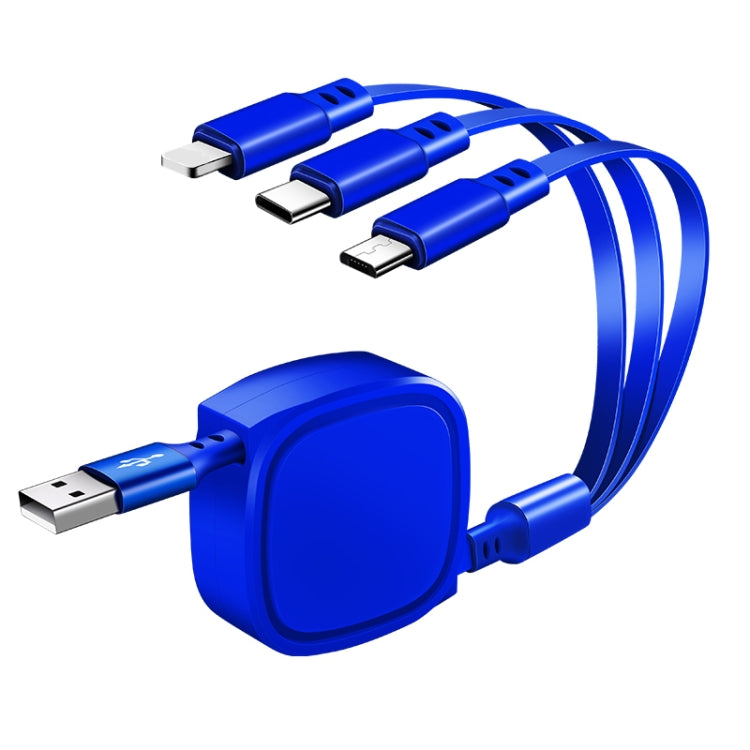 1.2m 3.5A 최대 3 in 1 USB to USB-C / 타입-C + 8핀 + 마이크로 USB 줄감기 충전 케이블