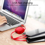1.2m 3.5A 최대 3 in 1 USB to USB-C / 타입-C + 8핀 + 마이크로 USB 줄감기 충전 케이블
