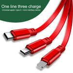 1.2m 3.5A 최대 3 in 1 USB to USB-C / 타입-C + 8핀 + 마이크로 USB 줄감기 충전 케이블