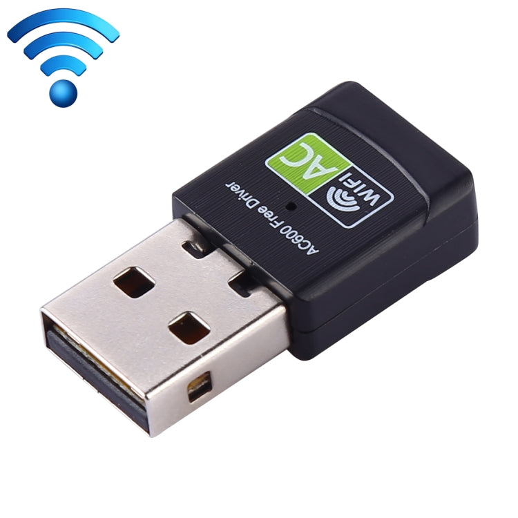 AC600Mbps 2.4GHz & 5GHz 듀얼 밴드 USB 2.0 WiFi 무드라이버 어댑터 외장 네트워크 카드, AC600Mbps