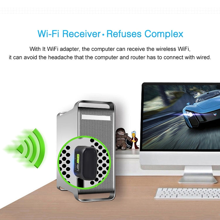 AC600Mbps 2.4GHz & 5GHz 듀얼 밴드 USB 2.0 WiFi 무드라이버 어댑터 외장 네트워크 카드, AC600Mbps