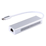 알루미늄 케이스 3 USB3.0 포트 허브 + USB-C / Type-C 기가비트 이더넷 어댑터, USB Type-C 1000Mbps