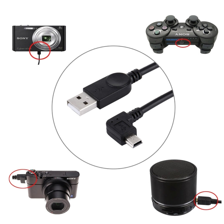 90도 각도 왼쪽 미니 USB-USB 데이터/충전 케이블, 길이: 28cm, 왼쪽 각도 미니 USB