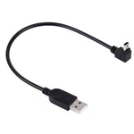 90도 각도 엘보 미니 USB-USB 데이터/충전 케이블, 길이: 28cm, 엘보 각도 미니 USB