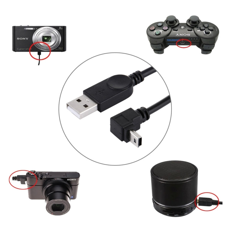 90도 각도 엘보 미니 USB-USB 데이터/충전 케이블, 길이: 28cm, 엘보 각도 미니 USB