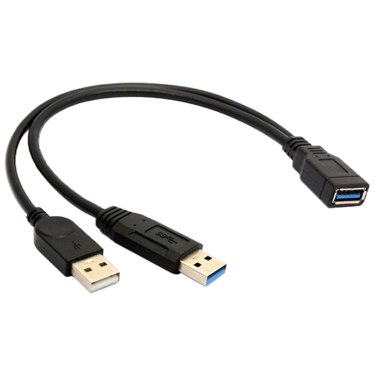 2 in 1 USB 3.0 암-USB 2.0 + USB 3.0 수 케이블 컴퓨터/노트북용, 길이: 29cm, USB 3.0 AF에서 USB 2.0 AM + USB 3.0 AM