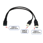 2 in 1 USB 3.0 암-USB 2.0 + USB 3.0 수 케이블 컴퓨터/노트북용, 길이: 29cm, USB 3.0 AF에서 USB 2.0 AM + USB 3.0 AM