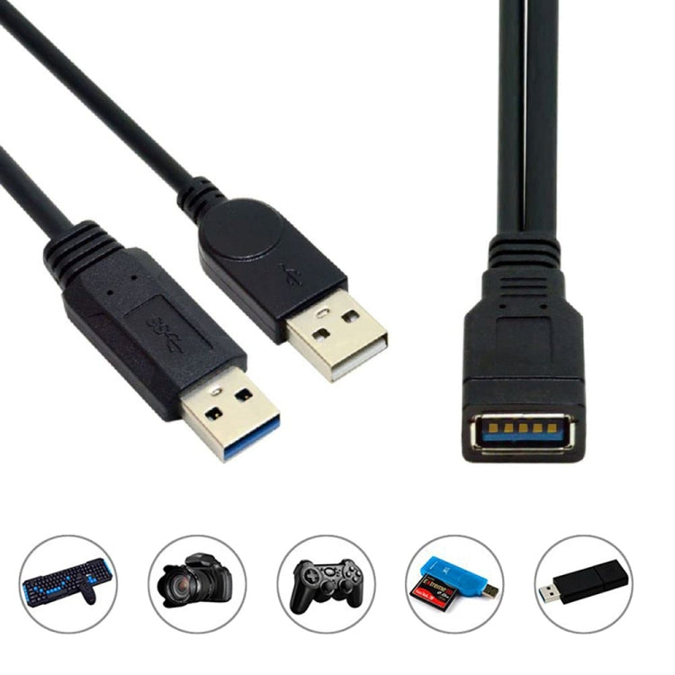 2 in 1 USB 3.0 암-USB 2.0 + USB 3.0 수 케이블 컴퓨터/노트북용, 길이: 29cm, USB 3.0 AF에서 USB 2.0 AM + USB 3.0 AM