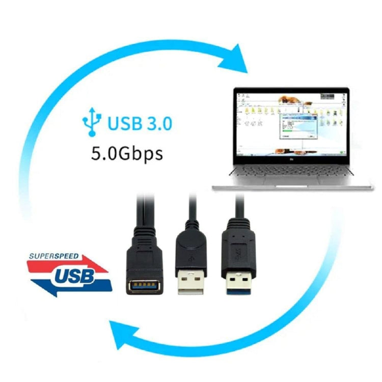 2 in 1 USB 3.0 암-USB 2.0 + USB 3.0 수 케이블 컴퓨터/노트북용, 길이: 29cm, USB 3.0 AF에서 USB 2.0 AM + USB 3.0 AM