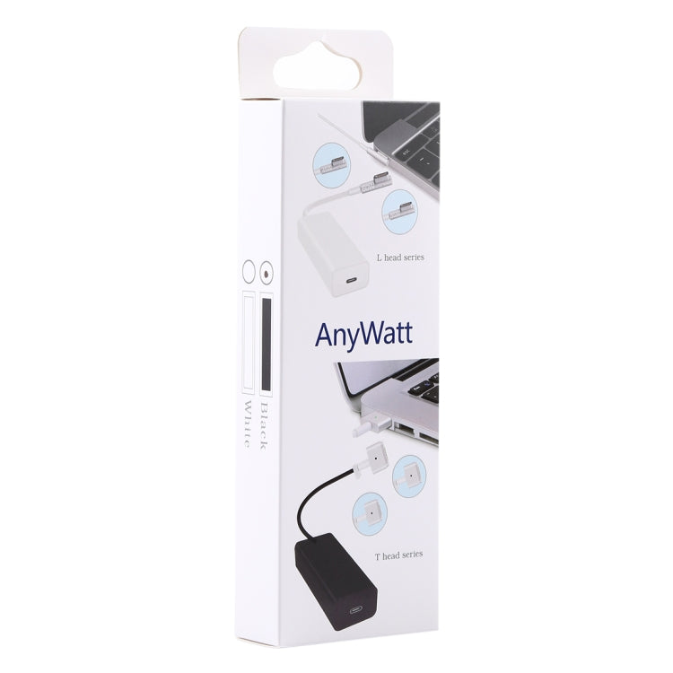 AnyWatt 85W USB-C / Type-C 암형 to 5핀 MagSafe 1 수형 L 헤드 시리즈 충전 어댑터 컨버터 for MacBook, 85W 블랙, 85W 화이트