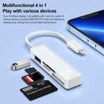 4 in 1 MS + SD + TF + USB2.0 다기능 카드 리더 8핀 기기용, 8핀