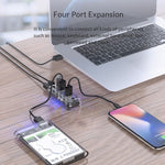 ORICO F4U 4포트 USB 3.0 5Gbps 고속 전송 데스크탑 허브 블루 LED 표시등, 4포트