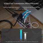 ORICO F4U 4포트 USB 3.0 5Gbps 고속 전송 데스크탑 허브 블루 LED 표시등, 4포트