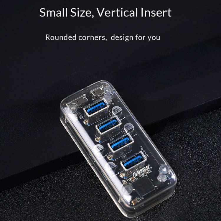 ORICO F4U 4포트 USB 3.0 5Gbps 고속 전송 데스크탑 허브 블루 LED 표시등, 4포트