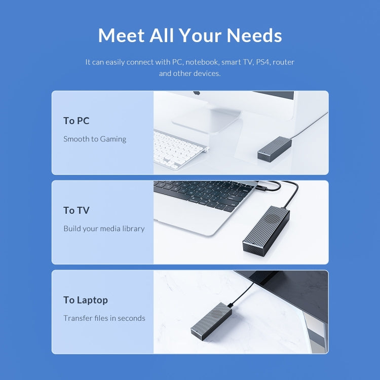 ORICO M2PVC3-G20-GY-BP USB3.2 20Gbps M.2 NVMe SSD 인클로저, M2PVC3-G20-GY-BP