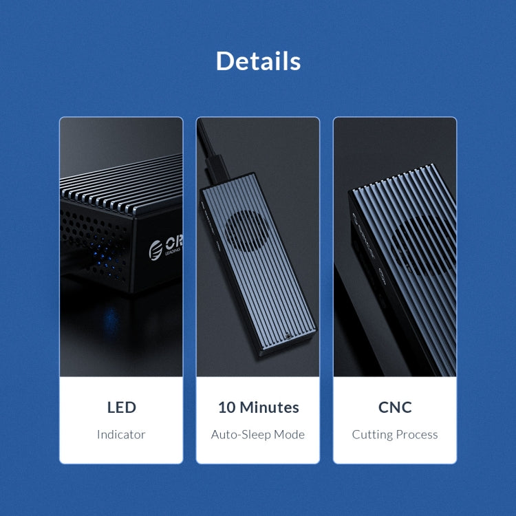 ORICO M2PVC3-G20-GY-BP USB3.2 20Gbps M.2 NVMe SSD 인클로저, M2PVC3-G20-GY-BP
