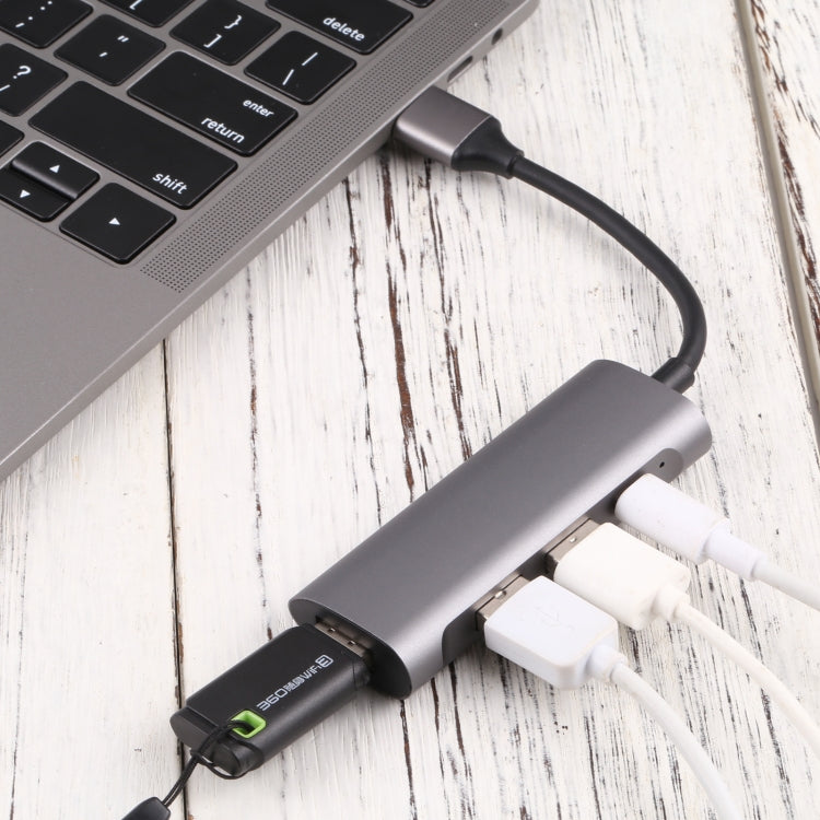 U-811 4 in 1 USB 3.0 to 3 USB 3.0 + USB-C / 타입-C 포트 허브 도킹 스테이션, U-811