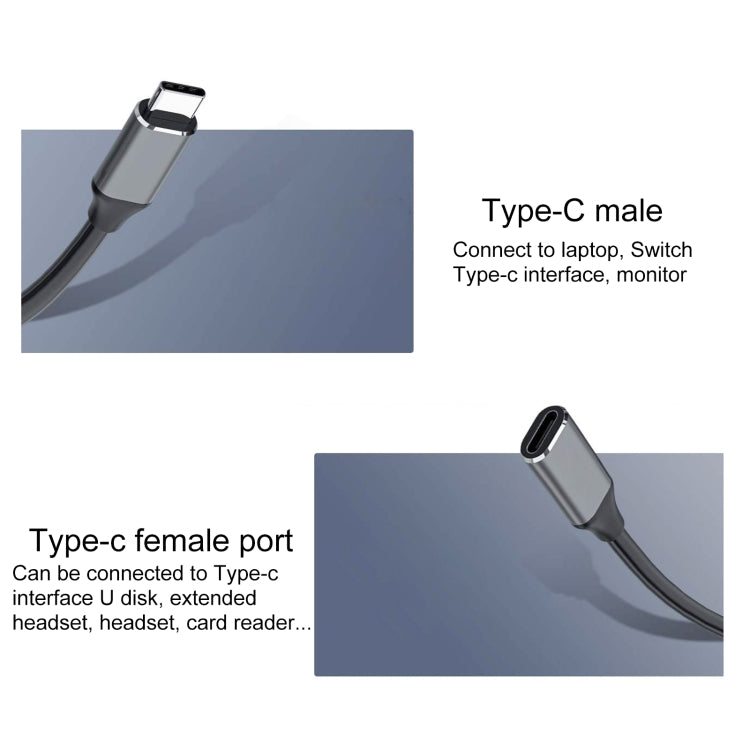 USB-C / Type-C 수컷에서 USB-C / Type-C 암컷 어댑터 케이블, 케이블 길이: 1m, 1m