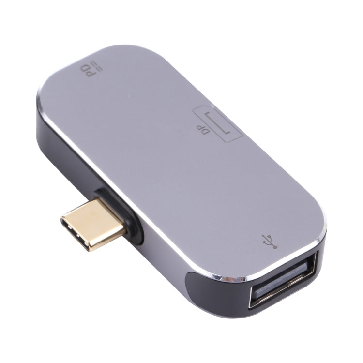 3-in-1 USB-C / Type-C 수컷 to USB-C / Type-C 충전 + USB + DP 암컷 어댑터, USB-C / Type-C + USB + DP