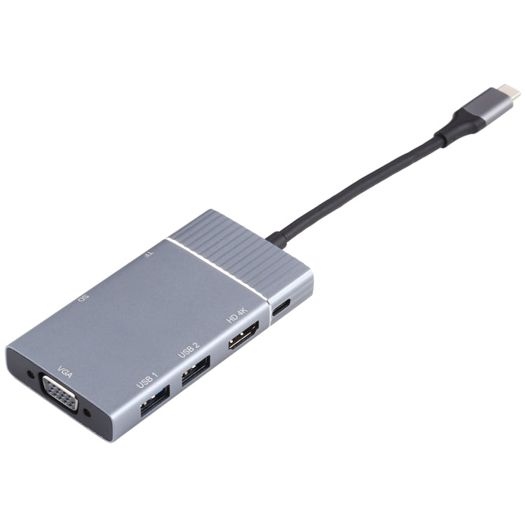 7-in-1 듀얼 USB 3.0 + TF/SD + HDMI/VGA + 3.5mm 잭 + Type-C / USB-C 다기능 USB-C 도크 스테이션, 2xUSB3.0+TF/SD+HDMI/VGA+3.5mm